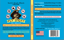 Load image into Gallery viewer, Front and back packaging of Jack's Gnat Attack Equine Fly Spray Concentrate, featuring a bright blue design with a pirate illustration and product details.