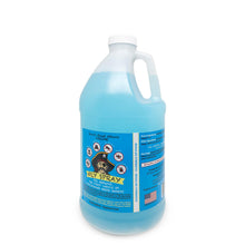 Load image into Gallery viewer, Jack's Gnat Attack. A one-gallon plastic jug of Blue Fly Spray with a white cap and handle, featuring a blue label with a pirate illustration and product details, on a white background.